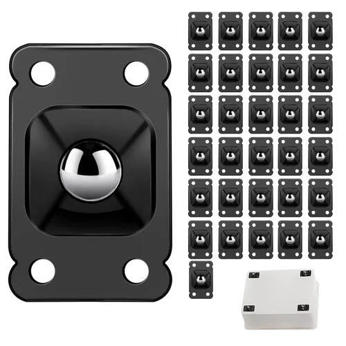 Vista 8 de 32 piezas de mini ruedas giratorias autoadhesivas de acero inoxidable, rueda universal con rotación de 360 grados, caja de almacenamiento