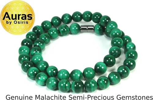 Vista 7 de Collar de cristal de malaquita para hombres y mujeres, joyería de malaquita con piedras preciosas auténticas, hecha a mano por el maestro chamán