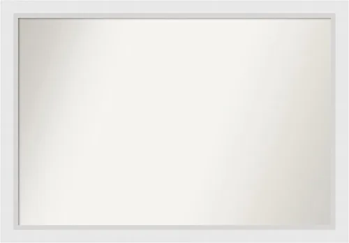 Vista 115 de Amanti Art Espejo de baño blanco para sobre el fregadero, 24 x 26 pulgadas, espejo rectangular blanco y blanco, marco de madera contemporáneo