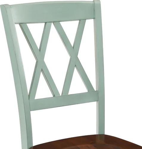 Vista 5 de Crosley Furniture Shelby - Juego de 4 sillas de comedor con respaldo en X de madera tradicional, sillas de cocina, color verde azulado envejecido