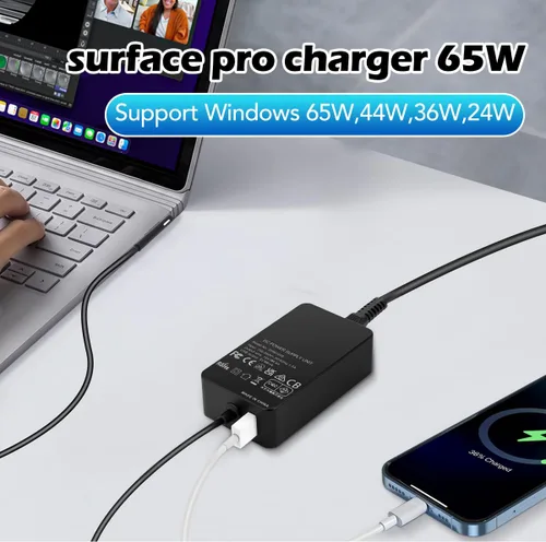 Vista 5 de Adaptador de fuente de alimentación para cargador portátil Surface Pro