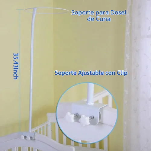 Vista 2 de Soporte para dosel para cuna, soporte para mosquitera, de metal Soporte ajustable con clip, accesorios para mosquiteros