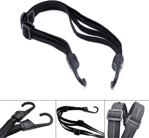 Vista 3 de Cinturón de tensión para portaequipajes, cinta elástica para correas de bicicleta, con gancho ajustable para casco de motocicleta