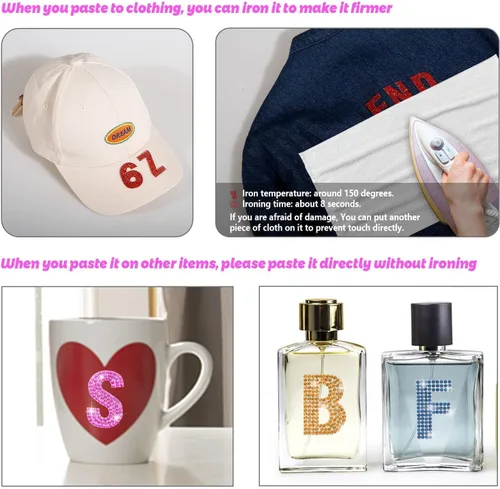 Vista 2 de PRATIQUE Calcomanías de letras del alfabeto con diamantes de imitación con purpurina, 26 letras autoadhesivas para arte y manualidades (rojo)