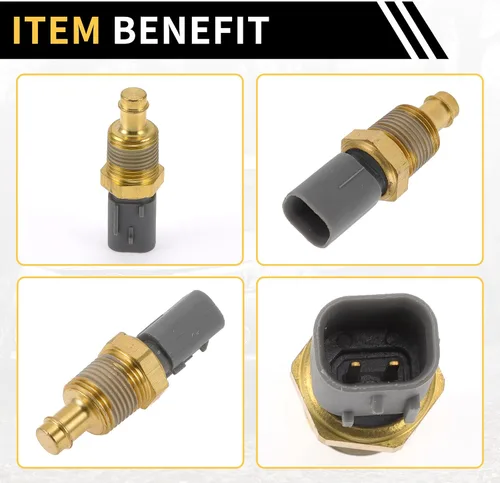 Vista 6 de Sensor de temperatura del refrigerante para Ram 1500 2011-2024 Sensor de unidad de envío de temperatura del agua Número 5149077AB tono dorado