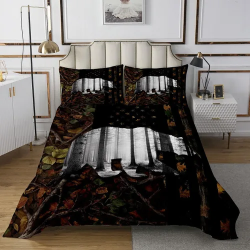 Vista 2 de Erosebridal Juego de edredón de oso tamaño individual, juego de colcha de animales de la selva para niños y niñas, juego de ropa de cama retro