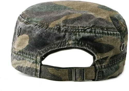 Vista 4 de Gorra unisex militar para hombre y mujer, con parte superior plana, ajustable, camuflaje