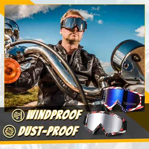 Vista 6 de Tallew 4 pares de gafas de motocross para motocicleta, motocross, carreras, ATV, para hombres y mujeres, deportes de potencia y esquí
