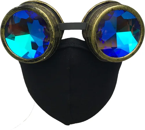 Vista 14 de Cyber Goth Punk Steampunk face mask-Reusable Black Cotton-Rave Goggles-Glasses Estilo #1