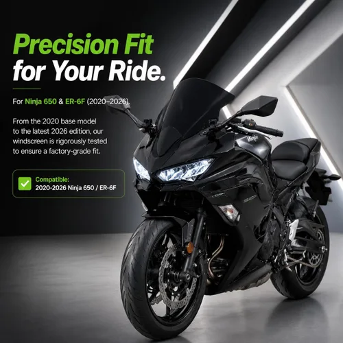 Vista 2 de Parabrisas para Ninja 650 ER6F 2020-2025 - PSLER Parabrisas Deflector de Viento Protector Carenado para 650 ER6F 2020-2025 (Negro)