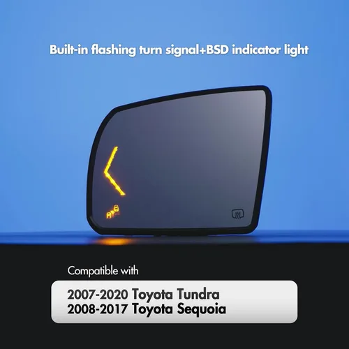 Vista 2 de SNEMEEY Reemplazo del espejo lateral del conductor para Toyota Sequoia 2008-2017, Toyota Tundra 2007-2020 - Espejos de remolque laterales izquierdos