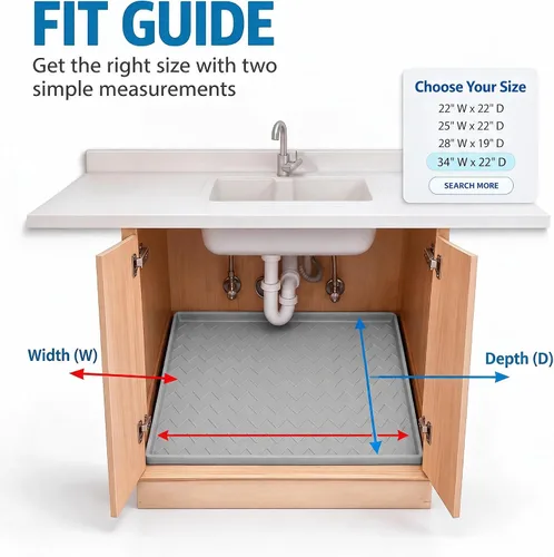 Vista 7 de TigeJoy Alfombrillas impermeables para debajo del fregadero de cocina, 22 x Gris claro