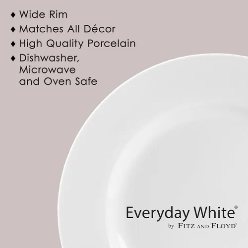 Vista 5 de Everyday White Juego de 4 platos de ensalada con borde clásico, 8.25 pulgadas