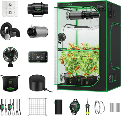 Vista 13 de VIVOSUN Smart Pro - Kit de tienda de cultivo de 2 x 2 pies, 1 planta, control automático integrado con WiFi con GrowHub E42A+, luz LED