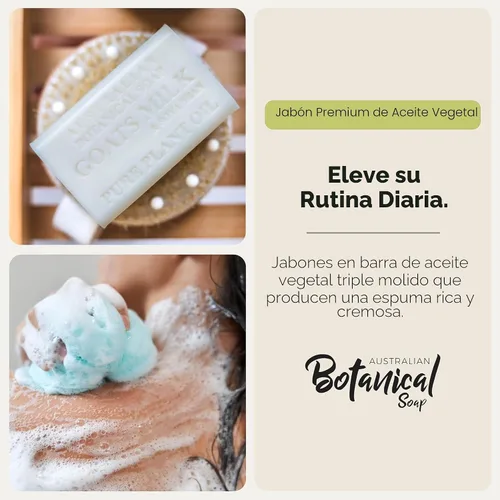 Vista 2 de Jabón de leche de cabra y miel de Manuka de Australian Botanical Soap de 6.6 OZ, barras triple molidas hechas con una base de jabón natural