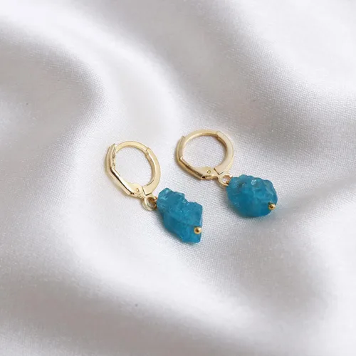 Vista 19 de Gempires Handmade Gemstone Hoop Earrings Raw Crystal Dangle Jewelry Hypoallergenic Gold Plated Lightweight Elegant Jewelry Gifts For Women