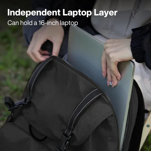 Vista 3 de Mochila de viaje mixi, mochila de cabina, mochila para laptop, aprobada para vuelos, mochila ligera para senderismo, mochila de negocios al aire
