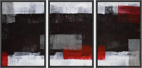 Vista 178 de wall26 Lienzo enmarcado para pared, juego de arte con trazos de pintura roja y naranja vibrante, paisaje, formas abstractas, ilustraciones, arte
