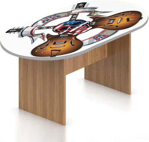Vista 25 de Mantel ovalado ajustable de poliéster elástico para guitarra, instrumento dibujado a mano, tema de rock and roll, mantel ajustable con estampado