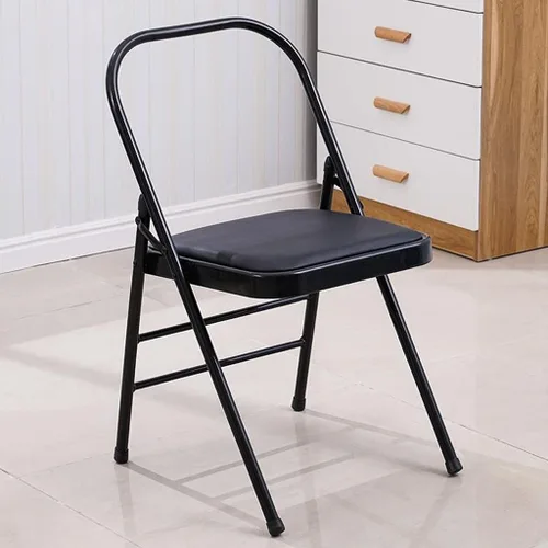 Vista 4 de Folding Chairs Muebles plegable respaldo silla cómodo simple acolchado marco de metal ahorro de espacio de almacenamiento