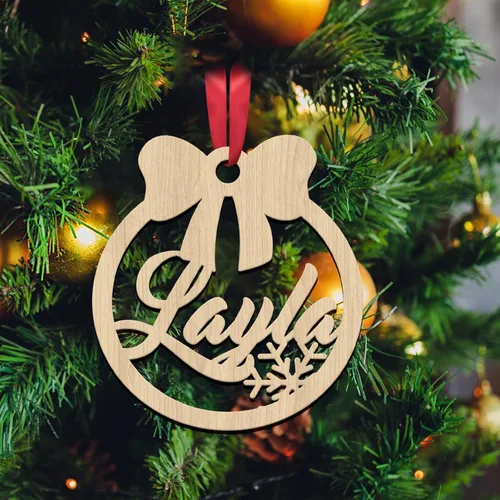 Vista 6 de Adornos de Navidad de madera personalizados 2025, adorno de madera con nombre para mujeres, hombres, amigos, familia, adorno colgante personalizado