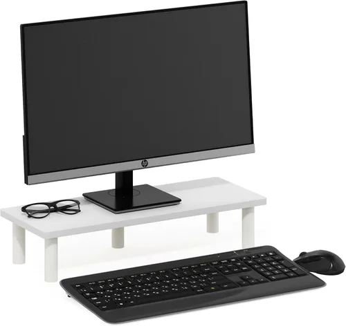 Vista 12 de Furinno Turn-N-Tube - Soporte elevador para monitor de esquina con tubos de acero inoxidable, Americano