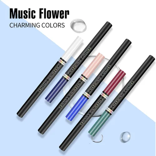 Vista 8 de Music Flower Delineador de ojos, delineador líquido mate de color, resistente a las manchas, resistente a las manchas, con punta precisa