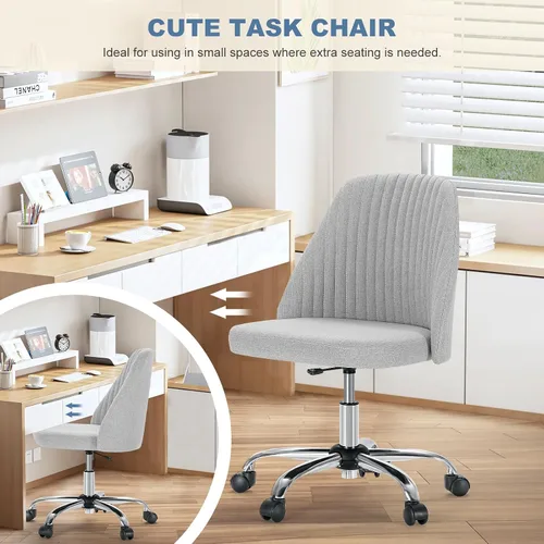 Vista 6 de DUMOS Silla de oficina en casa, cómoda silla de escritorio con ruedas Gris