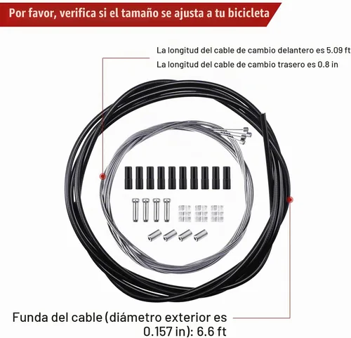 Vista 4 de Boao Paquete de 4 cables de engranaje de bicicleta para bicicletas, kit universal de cable de cambio de bicicleta de montaña, juego de transmisión
