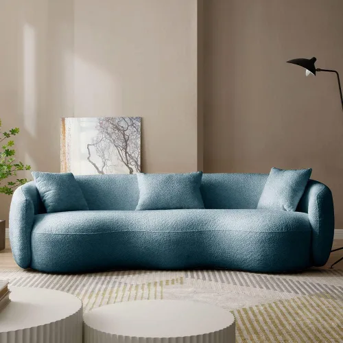 Vista 11 de WILLIAMSPACE Sofá curvado de 101 pulgadas, moderno sofá boucle tapizado de gran tamaño con 4 almohadas, sofá de peluche de 4 asientos para sala