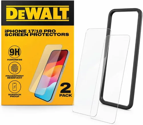 Vista 13 de DEWALT Protector de pantalla de vidrio resistente para iPhone 12 Pro Max, paquete de 2 protectores de pantalla de vidrio templado, compatible
