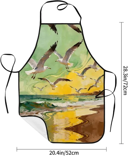 Vista 6 de Delantal de dos cachorros con bolsillos, delantales resistentes a las gotas de agua para mujeres y hombres, delantal ideal para uso doméstico