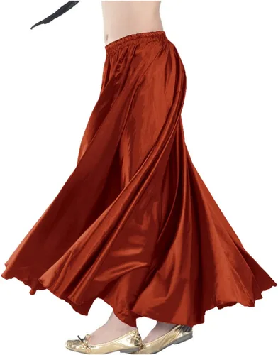 Vista 27 de Indian Trendy Falda de satén para mujer, de círculo completo, para danza del vientre tribal, con movimiento de Halloween Negro