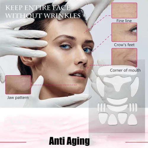 Vista 5 de Parches faciales alisadores de arrugas, tiras faciales antiarrugas, juego de 256 cintas faciales reutilizables para reducir la frente y alrededor