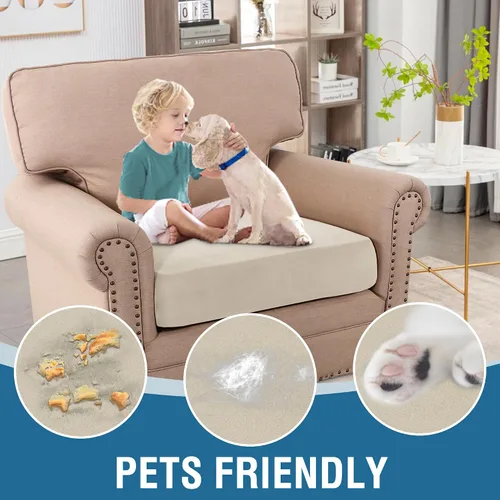 Vista 5 de H.VERSAILTEX Fundas de cojín de vellón para sofá, fundas elásticas para sillas de sala de estar, fundas de sofá modular, tela cómoda y duradera