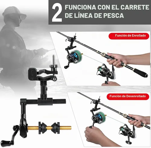 Vista 4 de PLUSINNO Bobina de línea de pesca con función de desenrollado, estación de carrete versátil para varillas gruesas y finas, funciona con carretes