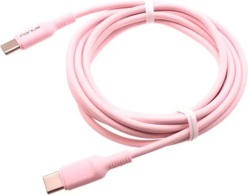 Vista 2 de Cable de carga rápida USB-C a PD de 10 pies de largo color rosa compatible con Motorola Moto G Play (2021), Power (2020), (2021), (2022), Pure