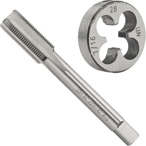 Vista 9 de 7/16 "-14 UNC HSS Tap And Die Set, 7/16 x 14 UNC Macho de rosca de máquina y rosca redonda Die mano derecha 7/16 x 14 UNC HSS Machine Thread Tap
