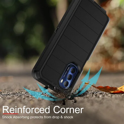 Vista 7 de Tekcoo Funda para Motorola Moto G Stylus 5G (2022) XT2215 con [protector de pantalla integrado] Clip para cinturón de bloqueo de funda
