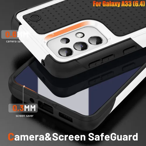 Vista 4 de Funda resistente para Samsung Galaxy A33 (5G) de 6.4 pulgadas, 4 esquinas con bolsas de aire [protección contra caídas de 12 pies], agarre
