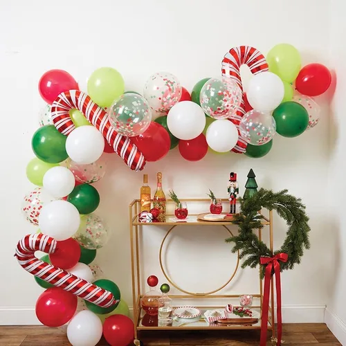 Vista 3 de Slant Collections - Kit de arco de guirnalda de globos con temática de bastón de caramelo, arco de 16 pies, más de 60 piezas