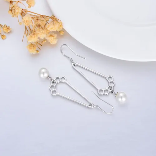 Vista 2 de Blue OpalTurquoisePearlMoonTeardropCompassDaisyLeafCircle Dangle Drop Earrings for Women 925 Sterling Silver Earrings Birthday Christmas Gift