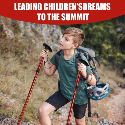 Vista 4 de Bastones de trekking - Bastones de senderismo para niños, telescópicos, plegables, ultraligeros para senderismo