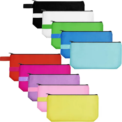 Vista 8 de Saintrygo 10 bolsas de maquillaje de lona para mujer, brillantes, 9.8 x 5 x