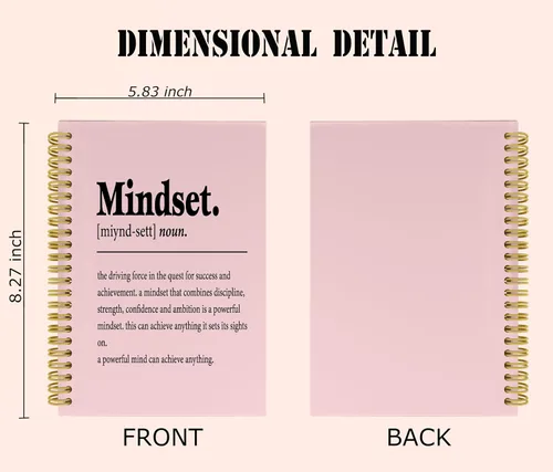 Vista 5 de Knibeo Mindset Cuadernos de Diario Inspiracionales - Cuadernos para la escuela, cuaderno inspirador encuadernado en espiral de 5.5 x 8.3 pulgadas