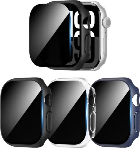 Vista 7 de 3 Pack Case for Apple Watch Series 12 42mm with Privacy Screen Protector Negro/Negro/Negro