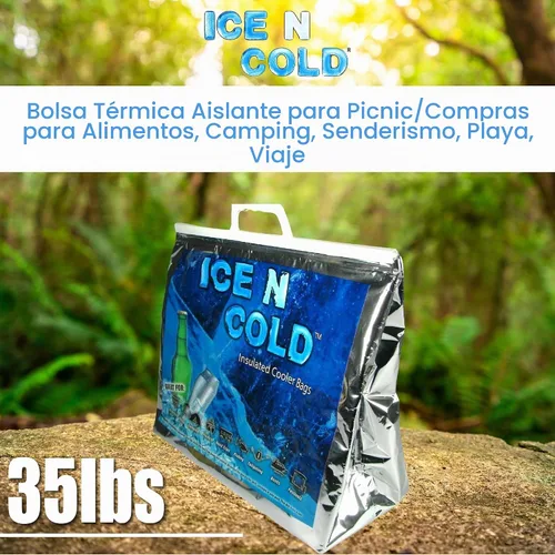 Vista 3 de ICE N COLD Bolsas de refrigeración aisladas para pícnic/compras (paquete de dos) para comestibles, camping, senderismo, playa, viajes, ligero