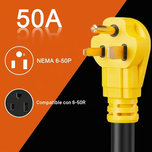 Vista 2 de Cable adaptador de corriente CA NEMA 6-50P macho a TT-30R, 125