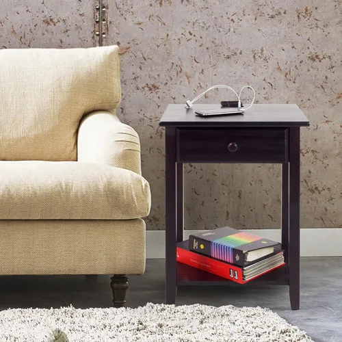 Vista 9 de Casual Home Owl - Mesa de noche blanca con puerto USB