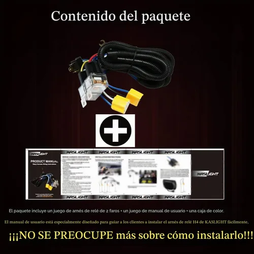 Vista 3 de KASLIGHT 1 juego 2 arneses de cableado para faros delanteros H4 Arnés de relé para faros delanteros H6054 Kit de conectores de enchufes LED